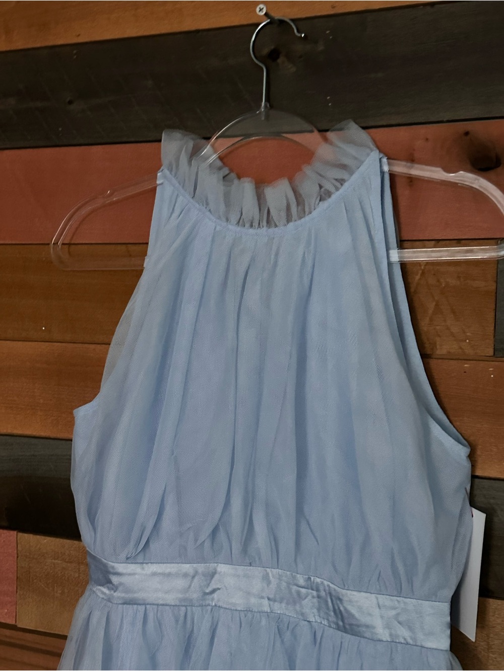 Aura Powder Blue Tiered Tulle Maxi Dress | Romantic Formal Gown | Wedding Guest - Picture 4 of 6